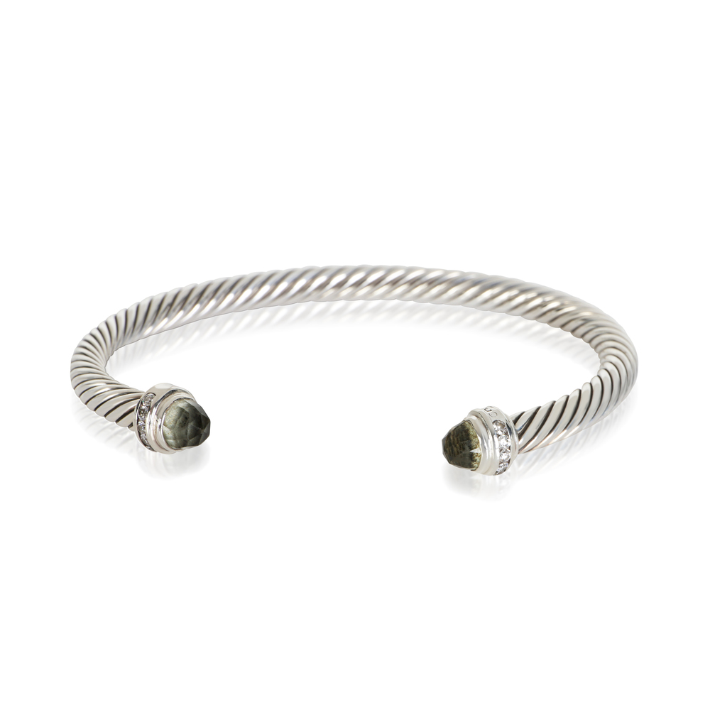 David Yurman Sterling Silver Prasiolite and Diamond Cable Classic Bracelet
